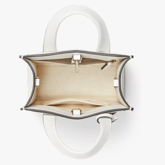 Kate Spade Manhattan Mini Tote Crossbody White Leather Shoulder Bag - Picture 7 of 14